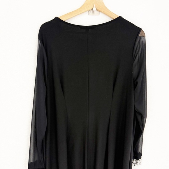 NWT Tiana B Black Long Sleeve Dress with Pearl Cuff Embellishment, Size 1X - Picture 10 of 10